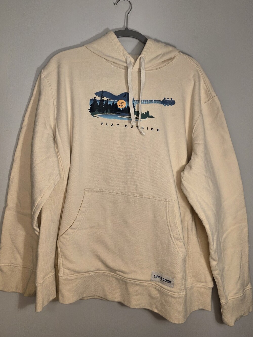 Life Is Good "Play Outside" Guitar Yellow Hoodie XL